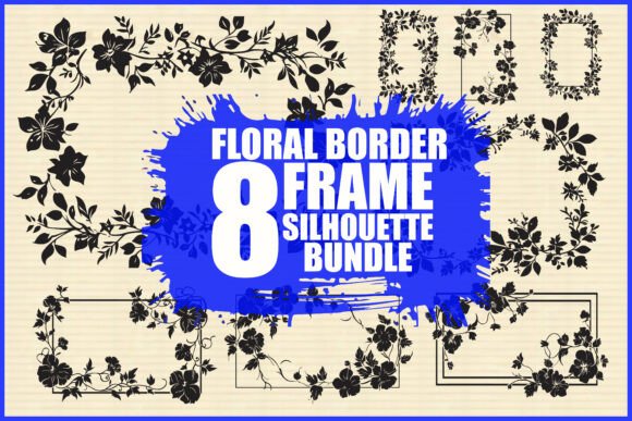 8 Floral Border Frame Set: Graphics and Illustrations for Editorial Polish
