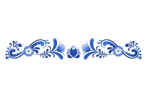 A Blue and White Floral Border with a Bl Graphics and Illustrations