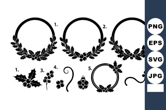 Black Floral Decorative Wreaths and Holl Graphics and Illustrations