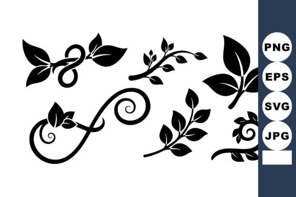 Black Floral Vine Decorative Elements Ve Graphics and Illustrations