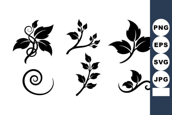Decorative Black Floral Vine Leaves Vect Graphics and Illustrations Review