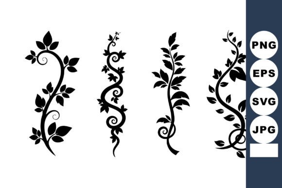Decorative Floral Vine Vector Silhouette Graphics and Illustrations