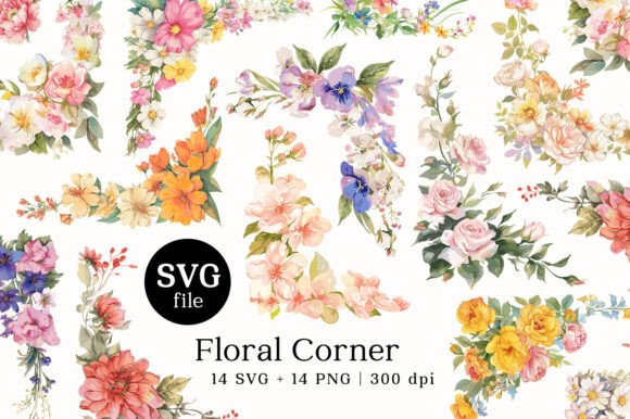 Delicate Floral Corner SVG PNG Cliparts Graphics and Illustrations Review