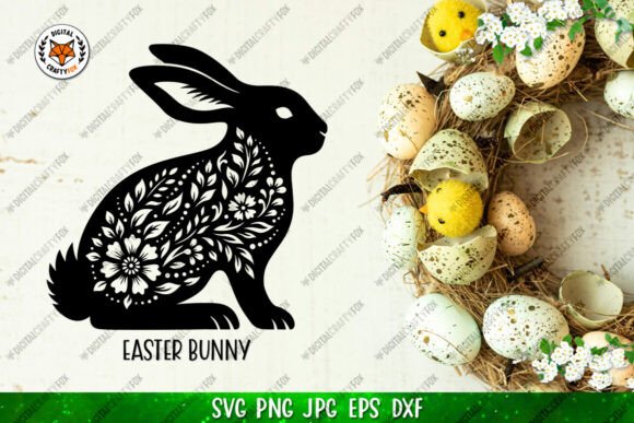 Easter Bunny SVG,Floral Bunny Paper Cut Graphics and Illustrations Review