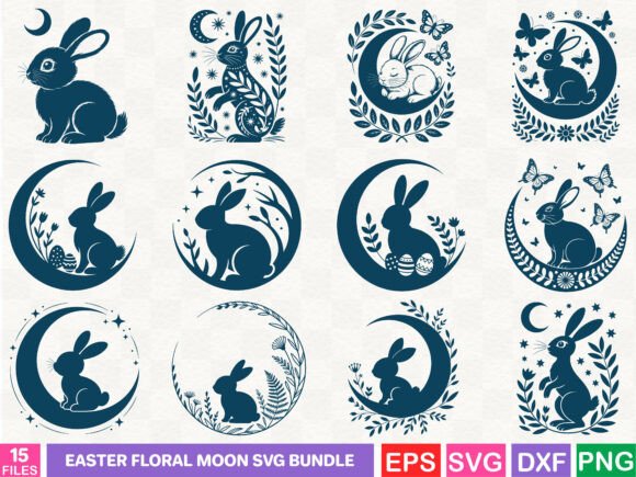 Easter Floral Moon Svg Bundle: Graphics and Illustrations for Seasonal Sales