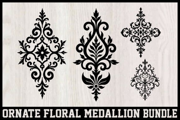 Elegant Baroque Floral Damask Motif Vect Graphics and Illustrations
