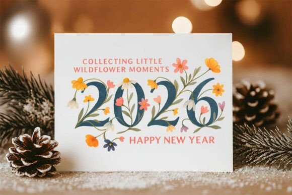 Elegant Floral 2026 Happy New Year PNG Graphics and Illustrations Review