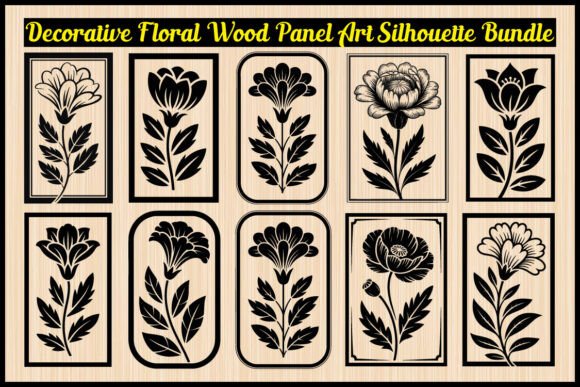 Elegant Floral Panel Silhouette Graphics and Illustrations