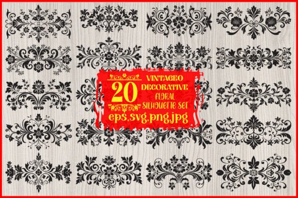 Elegant Vintage Floral Ornaments Bundle Graphics and Illustrations