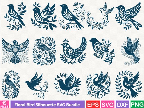 Floral Bird Silhouette SVG Bundle: Graphics and Illustrations Review