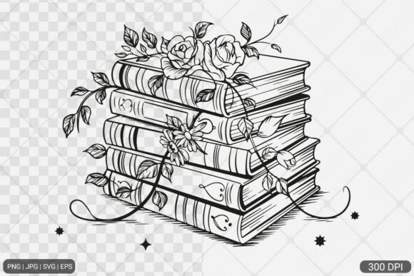 Floral Book SVG PNG Book with Flowers