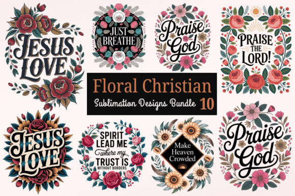 Floral Christian Sublimation Designs Graphics and Illustrations Review