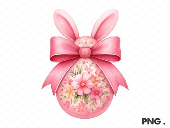 Floral Easter Bunny Egg PNG Graphics and Illustrations Review