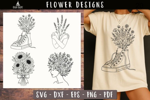 Floral Head Sneaker Sunflower Bouquet Graphics and Illustrations Review