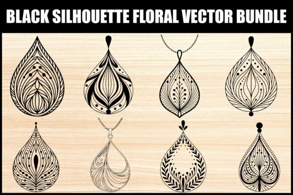 Floral Silhouette Teardrop Bundle for Graphics and Illustrations
