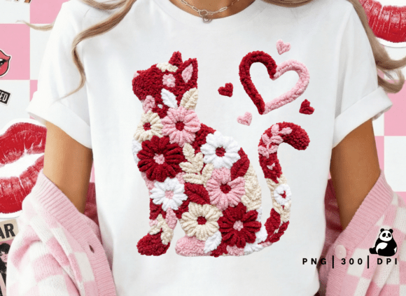 Floral Valentine Cat Latch Hook PNG Graphics and Illustrations Review