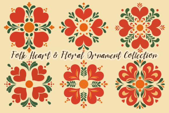 Folk Heart Floral Ornament Collection Graphics and Illustrations Review