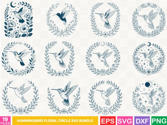Hummingbird Floral Circle SVG Bundle: Graphics and Illustrations for Brand Storytelling