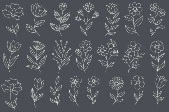 Minimal Flower Line Art Floral SVG PNG Graphics