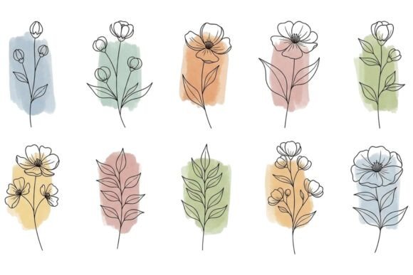 Minimal Pastel Floral Illustration Set: Graphics and Illustrations for Sellers