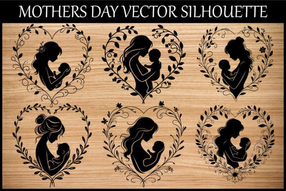 Mother’s Day Floral Silhouette Bundle Graphics and Illustrations