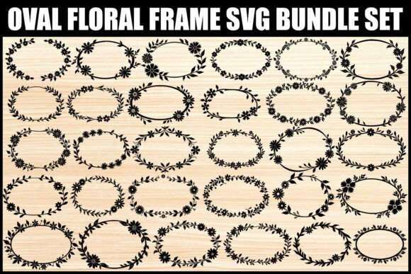 Oval Floral Frame SVG Bundle Set for Graphics and Illustrations