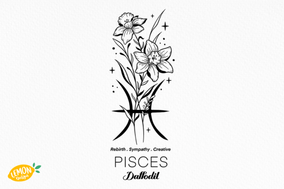 Pisces Zodiac Sign Floral SVG Design: Graphics and Illustrations for Sellers