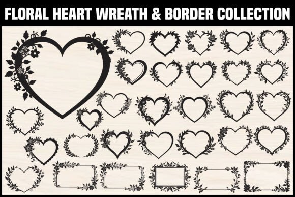 Romantic Floral Heart Frame Bundle Graphics and Illustrations
