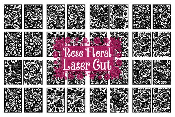 Rose Floral Laser Cut Panel Bundle Graphics and Illustrations