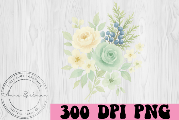 Sage Green Ivory Floral Arrangement Graphics and Illustrations Review