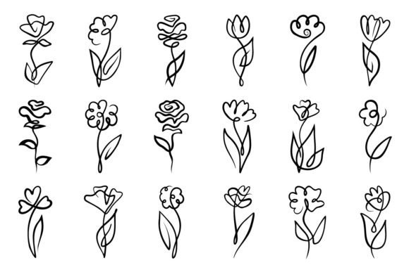 Single Line Floral Set Graphics and Illustrations Review