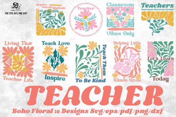 Teacher Boho Floral Bundle SVG PNG Review