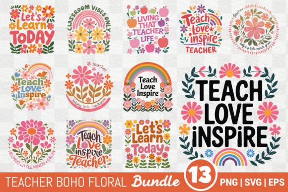 Teacher Boho Floral PNG SVG Bundle Review
