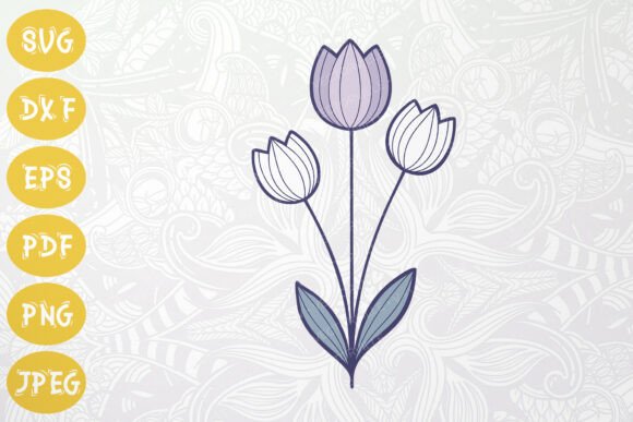 Tulip Bouquet SVG Elegant Floral Crafts Graphics and Illustrations