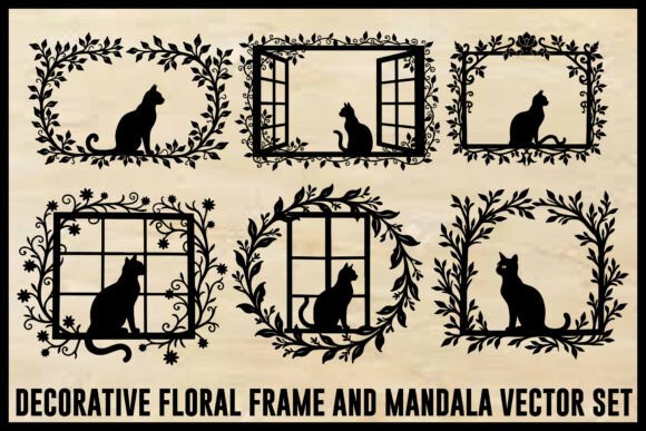 Vintage Floral Laser Cut Ornamental Fram Graphics and Illustrations