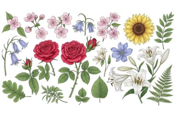 Watercolor Floral Garden Set: Graphics and Illustrations for Local Business Branding