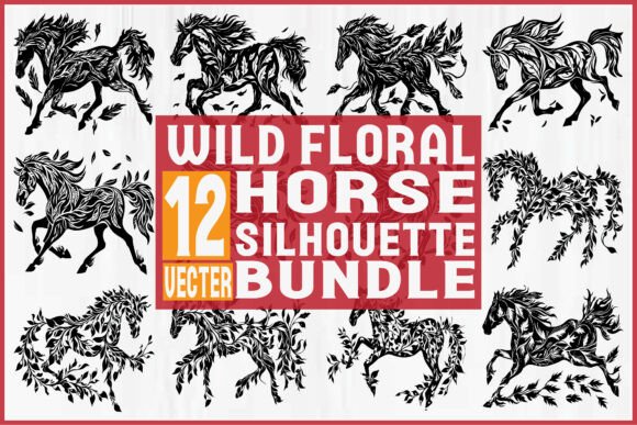 Wild Floral Horse Silhouette Bundle: Graphics and Illustrations Review